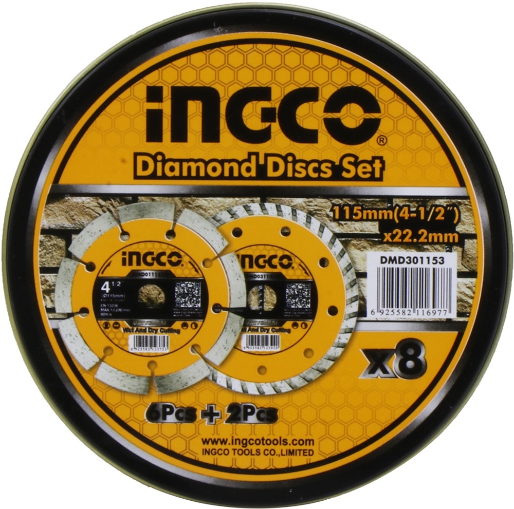 Jogo Disco Corte de Diamante Ingco DMD301153 8PCS