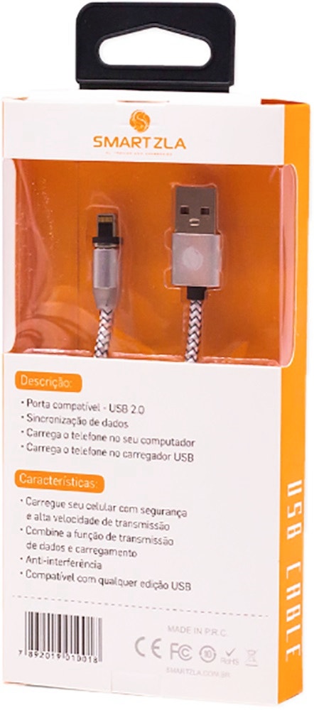 Cabo Magnético Smartzla USB 2.0 para USB-C SAT-C005 (1 metro) - Prata
