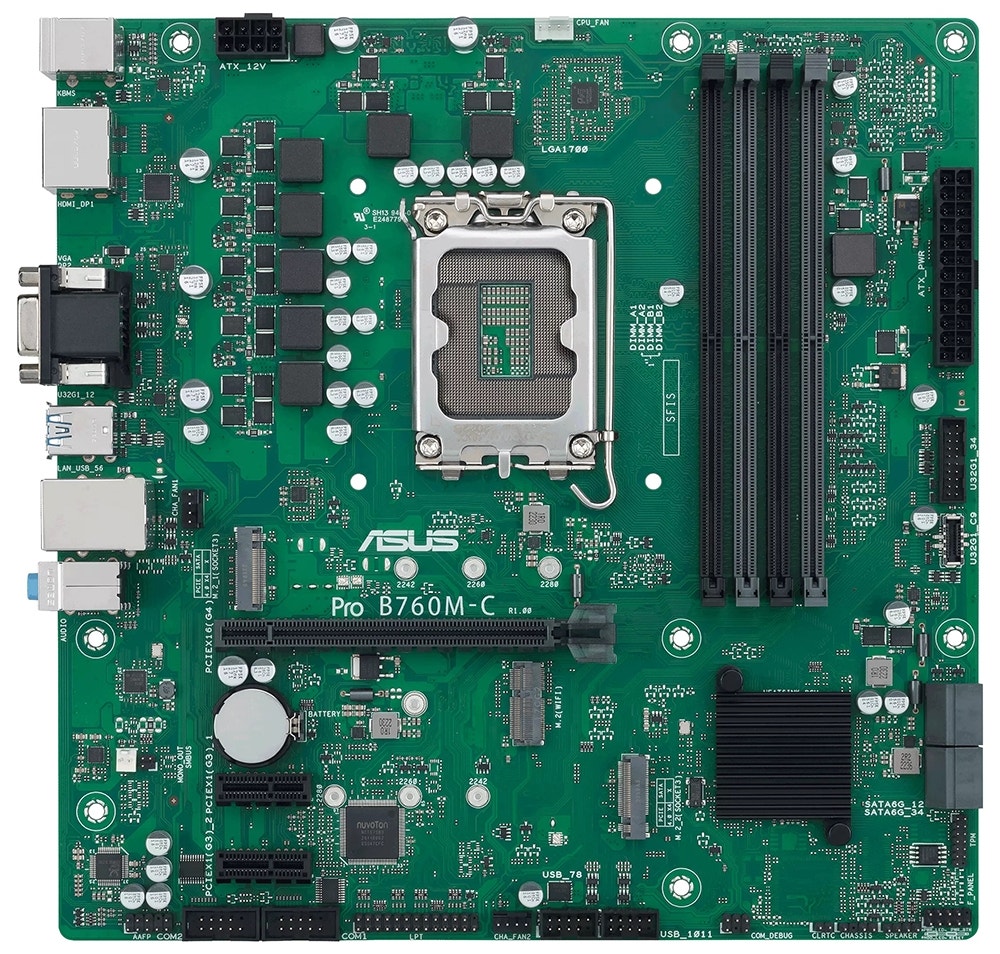 Placa Mãe Asus Pro B760M-C CSM LGA1700/4xDDR5/PCI-E/M.2/HDMI/DP/VGA