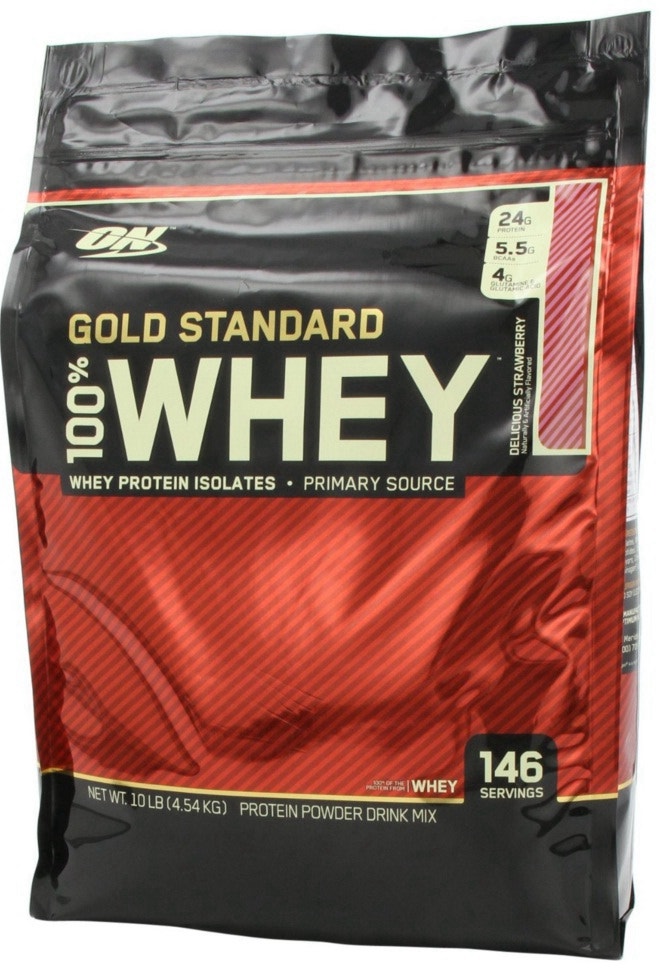 Optimum Nutrition Gold Standard 100% Whey - Delicious Strawberry 146 porções 10Lb(4.54kg)